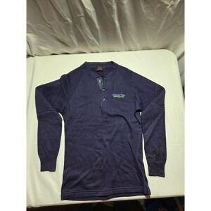 Vintage Patagonia Polypropylene Henley Sweater Navy Blue Mens Small Raglan Logo